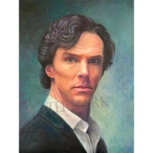 Benedict Cumberbatch Sherlock Holmes, Oil on Canvas, 14" x 18"